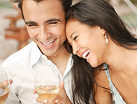 Man and Woman Drinking Wine and Flirting