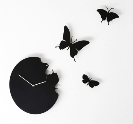 Black Butterfly Clock
