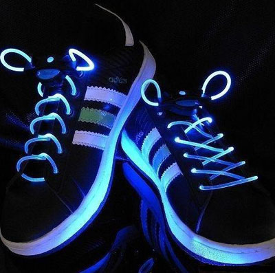 Blue LED shoelaces