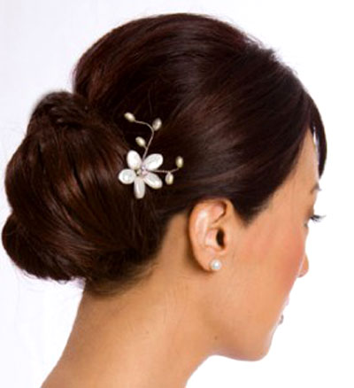Woman with floral clip in her hair