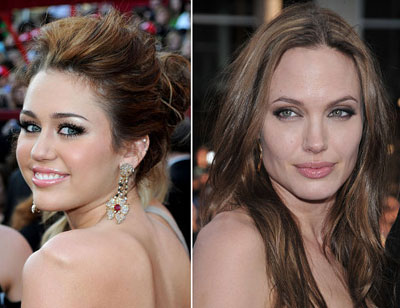 Miley Cyrus and Angelina Jolie makeup
