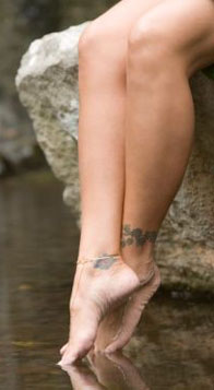Beautiful tattoo on women’s legs