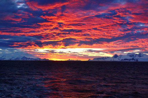 Beautiful Sunset Sky in Antarctica