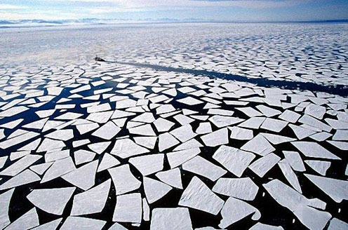 Ice Pieces in the Ocean near Antarctica