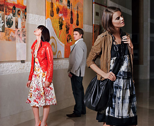 Red Jacket over a Flower Print Dress