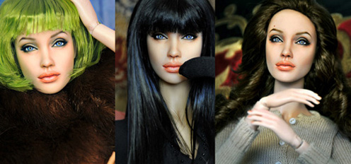 Angelina Jolie Doll in Different Wigs