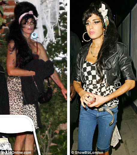 Cindy Crawford Dressed like Amy Winehouse at Halloween Party