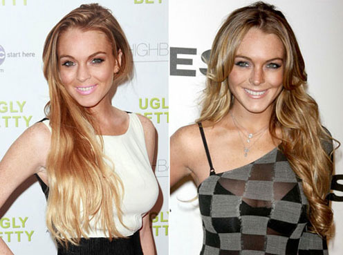 Lindsay Lohan's New and Old Hair Color
