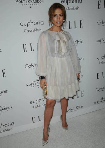Jennifer Lopez Wearing a White Dress