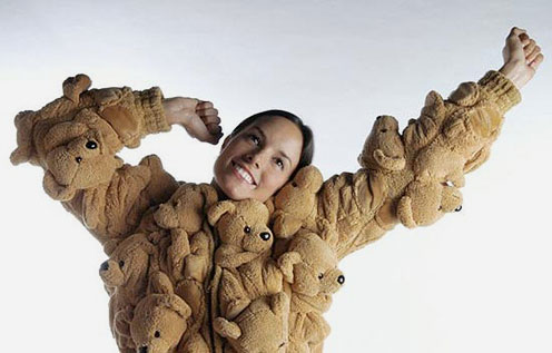 Woman Wearing Teddy Bear Jacket