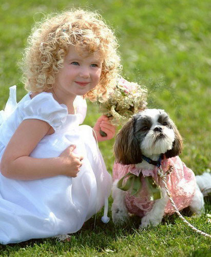 Curly-Haired Girl with a Dog