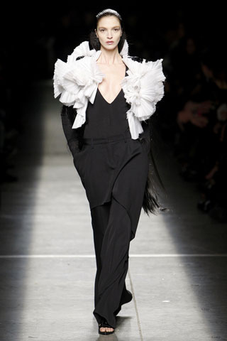 Givenchy Black Suit with White Ruffles