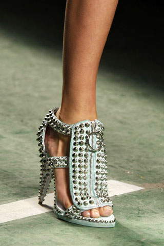 Givenchy Light Blue Heel Strap Sandals with Studs