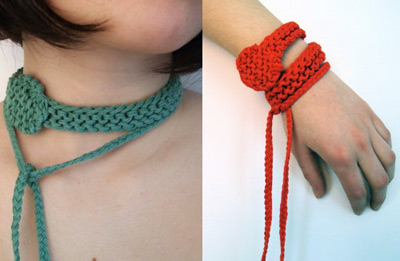 Knitted Necklace and Bracelet