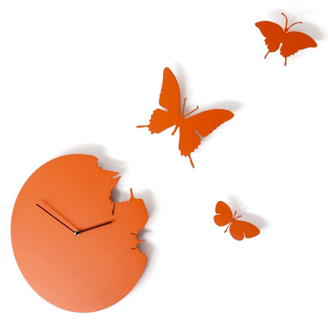 Orange Butterfly Clock