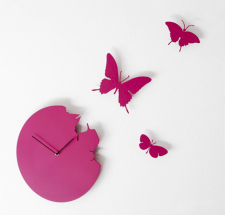 Pink Butterfly Clock