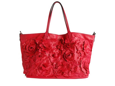 Valentino Red Handbag with Flowers