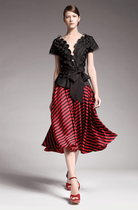 Donna Karan Black and Bright Scarlett Skirt