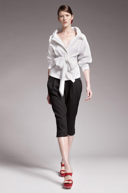 Donna Karan Twist Tie White Jacket