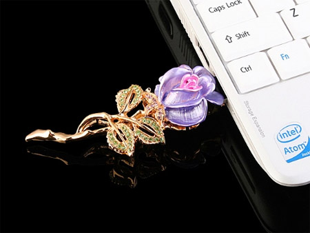 Stylish USB Drive - Rose Brooch