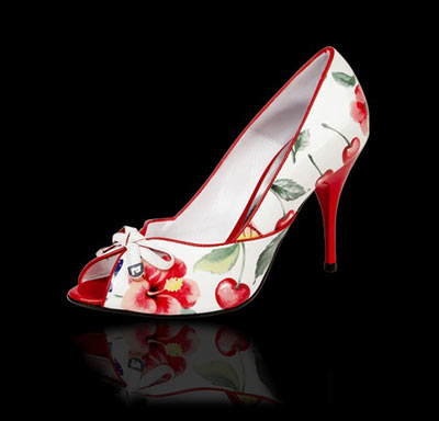 Marino Fabiani White and Red Floral Shoes