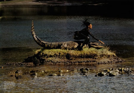Naomi Campbell and Crocodile