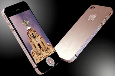 Gold and diamond Apple iPhone 4