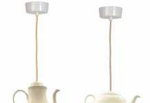 Tea-Making Crockery Floating Overhead Spilling Light Not Tea
