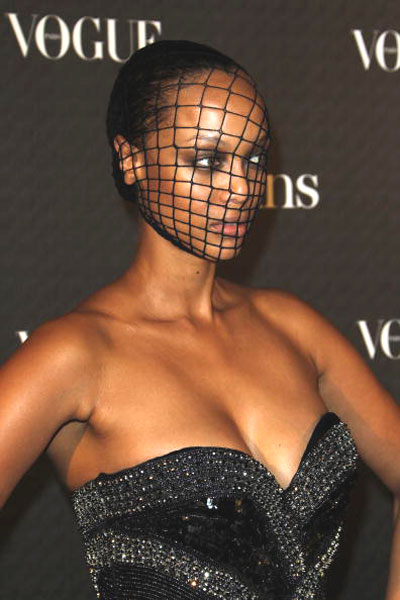 Tyra Banks in homemade facewear