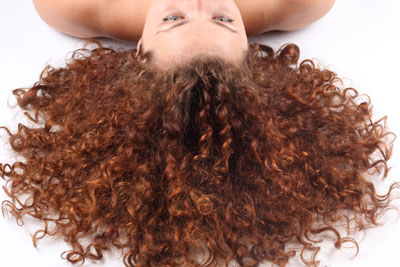 Woman with curly hair