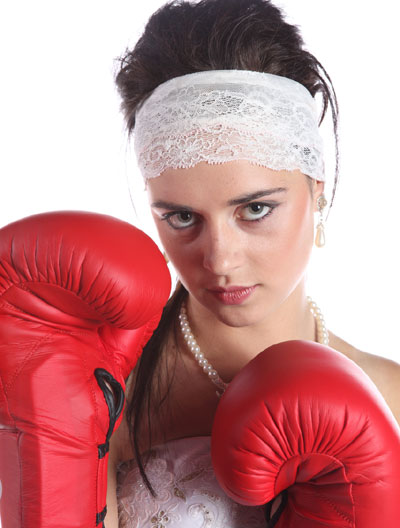 Woman in boxing gloves