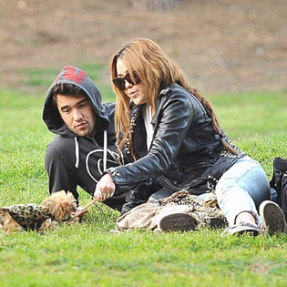 Miley Cyrus and Josh Bowman at Griffith Park