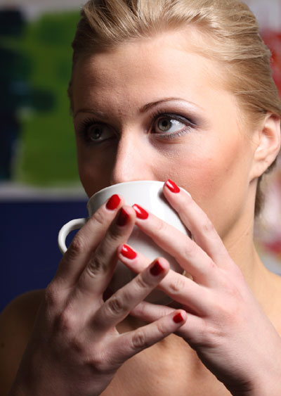 Woman drinking coffee