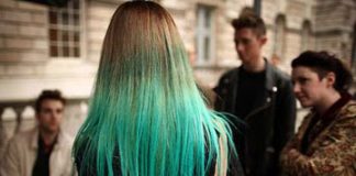 Shower Made Blond Women Green-Haired