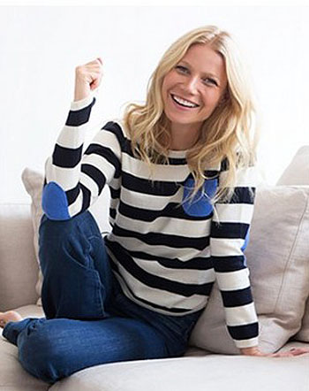 Gwyneth Paltrow Wearing a pullover designed by herself