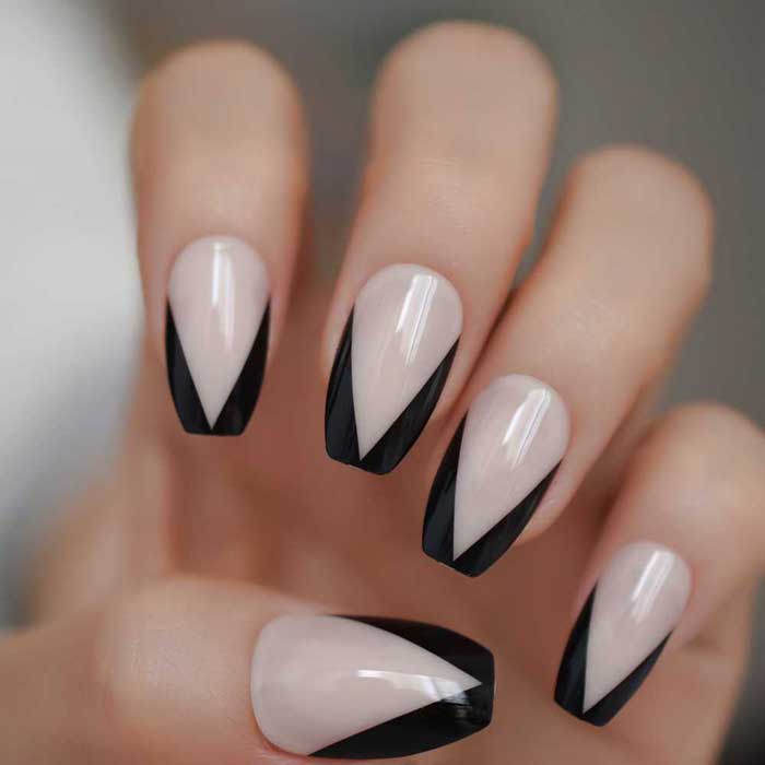 Black French Manicure Fashion Wear - Geniusbeauty